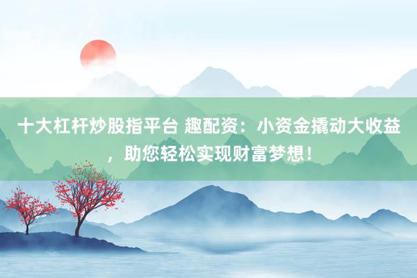十大杠杆炒股指平台 趣配资：小资金撬动大收益，助您轻松实现财富梦想！