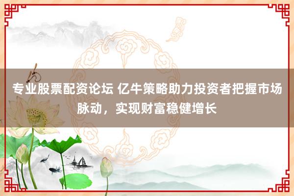 专业股票配资论坛 亿牛策略助力投资者把握市场脉动，实现财富稳健增长