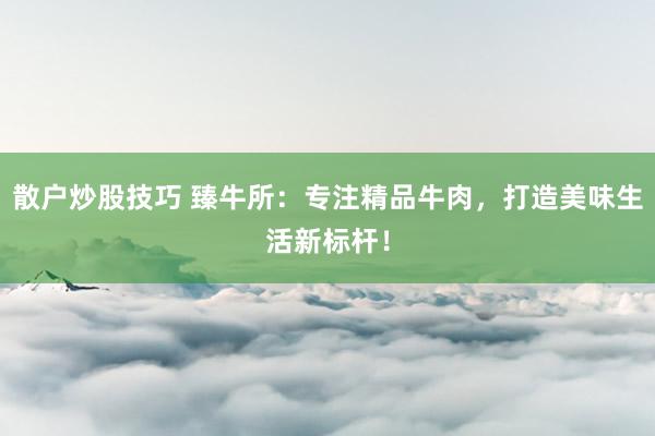 散户炒股技巧 臻牛所：专注精品牛肉，打造美味生活新标杆！