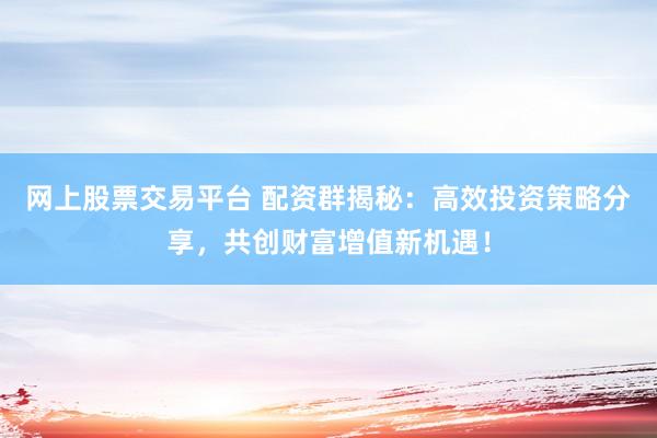 网上股票交易平台 配资群揭秘：高效投资策略分享，共创财富增值新机遇！