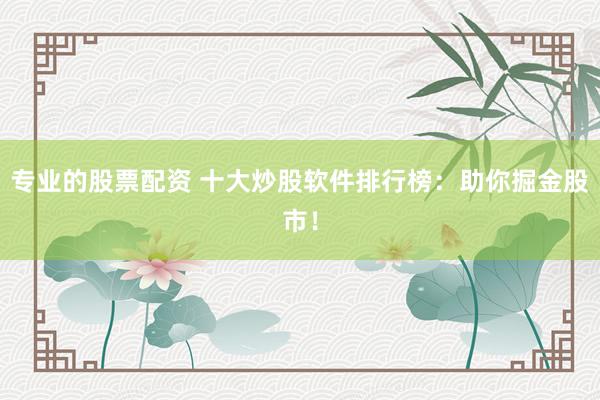 专业的股票配资 十大炒股软件排行榜：助你掘金股市！