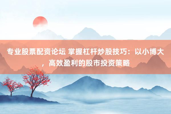 专业股票配资论坛 掌握杠杆炒股技巧：以小博大，高效盈利的股市投资策略