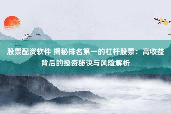 股票配资软件 揭秘排名第一的杠杆股票：高收益背后的投资秘诀与风险解析