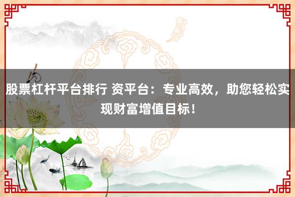 股票杠杆平台排行 资平台：专业高效，助您轻松实现财富增值目标！