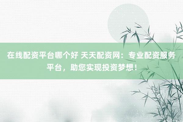 在线配资平台哪个好 天天配资网：专业配资服务平台，助您实现投资梦想！
