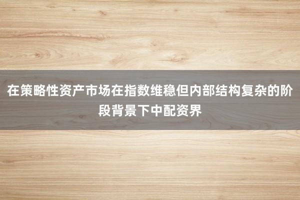 在策略性资产市场在指数维稳但内部结构复杂的阶段背景下中配资界