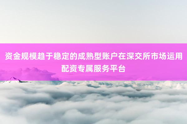 资金规模趋于稳定的成熟型账户在深交所市场运用配资专属服务平台