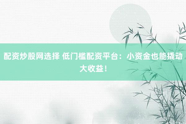 配资炒股网选择 低门槛配资平台：小资金也能撬动大收益！