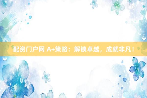 配资门户网 A+策略:解锁卓越,成就非凡!